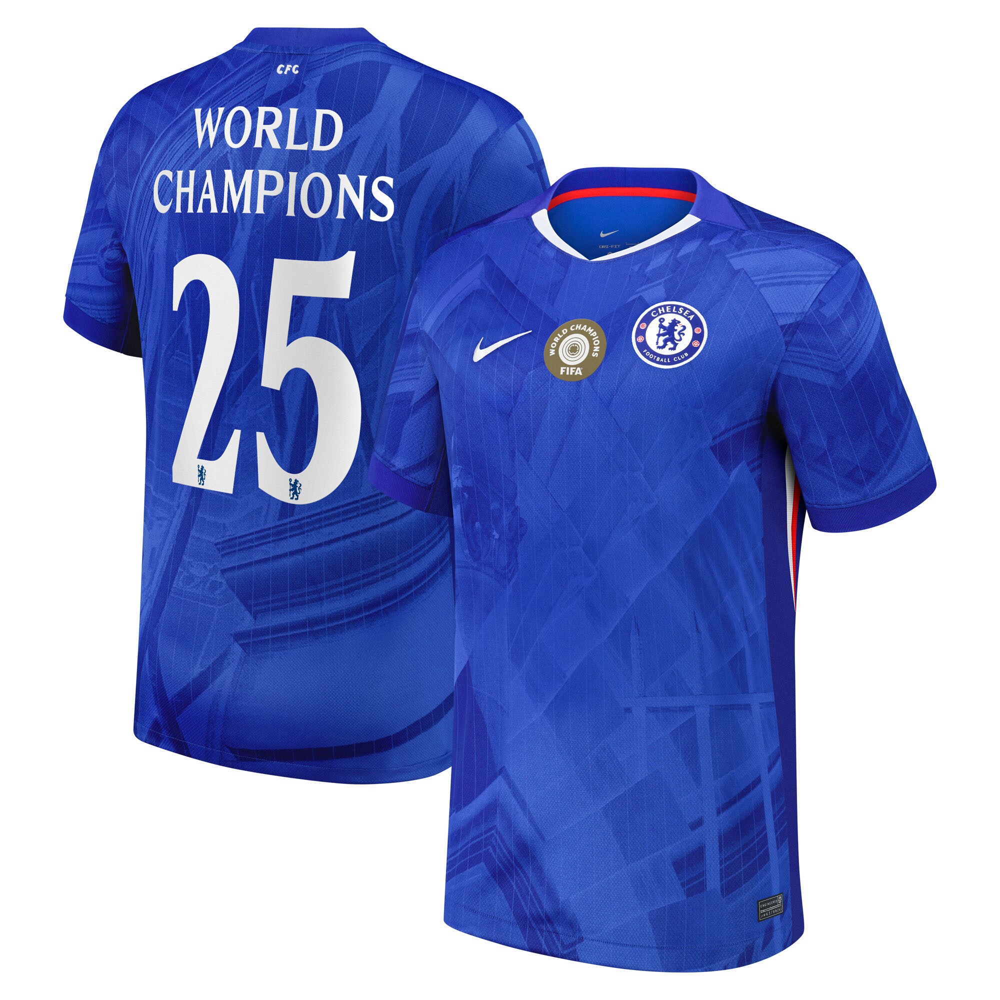 Chelsea Cup Home Stadium Shirt 2025-26 - Kids with World Champions 25 chest badge