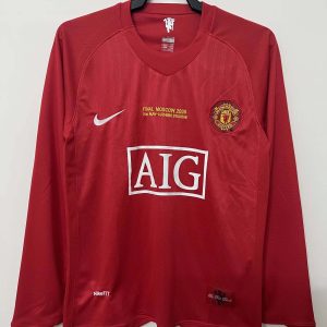 2007-2008 Retro Long Sleeve Man Utd Home Football Shirt 1:1 Thai Quality