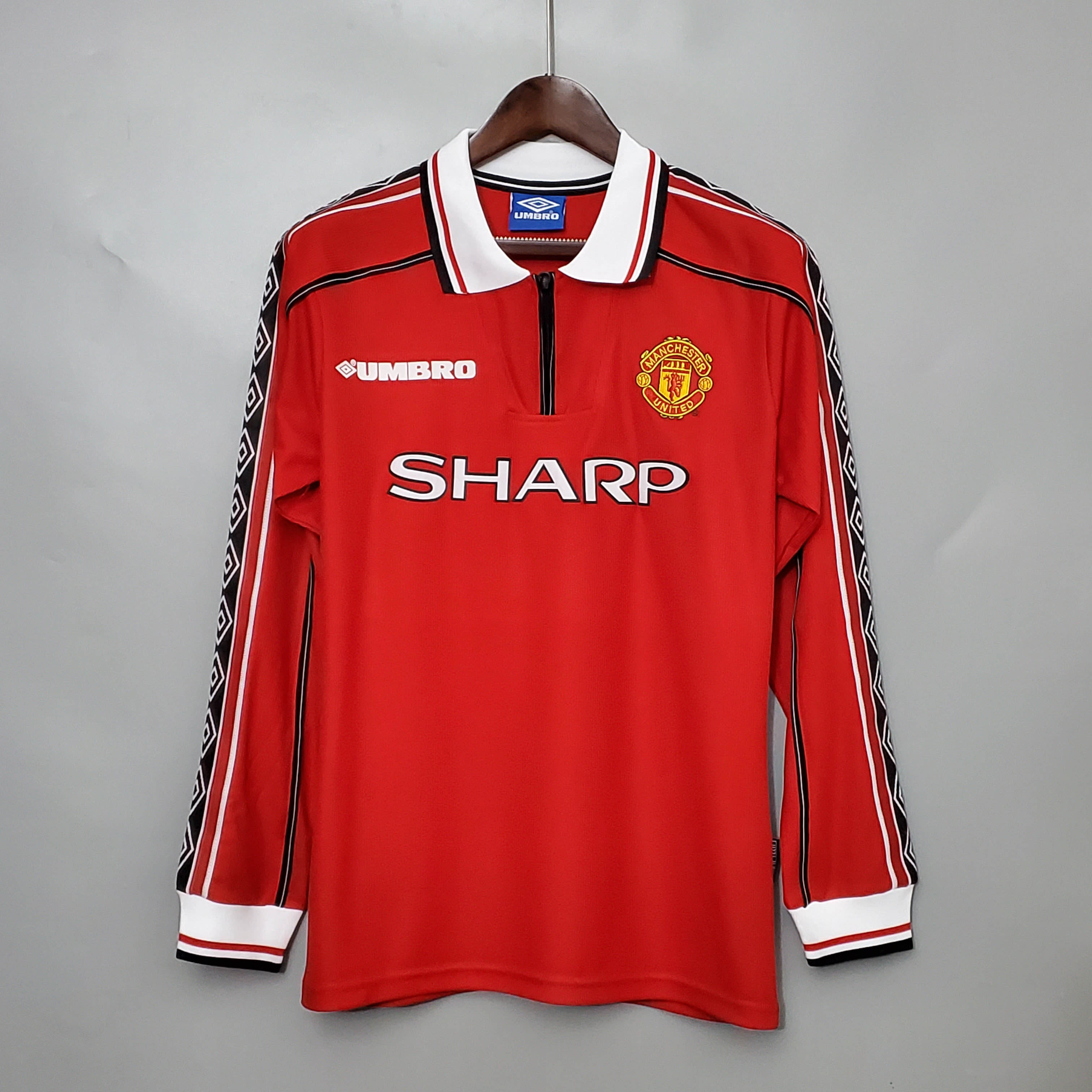 1998-1999 Retro Long Sleeve Man Utd Home Football Shirt 1:1 Thai Quality